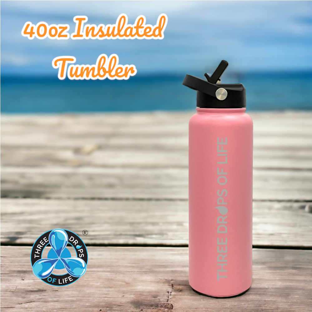 40oz Double Wall Flip Top Water Bottle With Straw 
