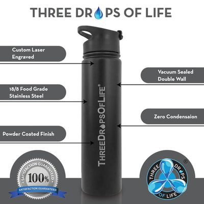 Black 25oz Insulated Water Bottle